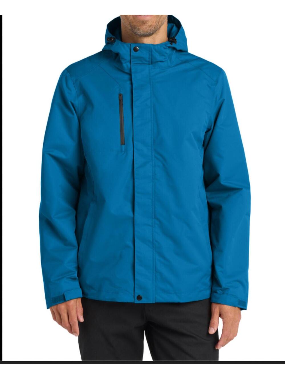 PORT AUTHORITY mens blue water proof rain jacket sz XL